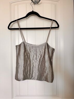 Lore Silver Pleated 100%Silk Camisole size snall